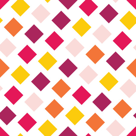 Vector modern seamless colorful geometry square pattern, color abstract geometric background, pillow multicolored print, retro texture, hipster fashion designのイラスト素材