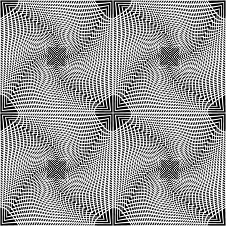 Vector modern seamless geometry pattern line art, black and white abstract geometric background, pillow print, monochrome retro texture, hipster fashion designのイラスト素材