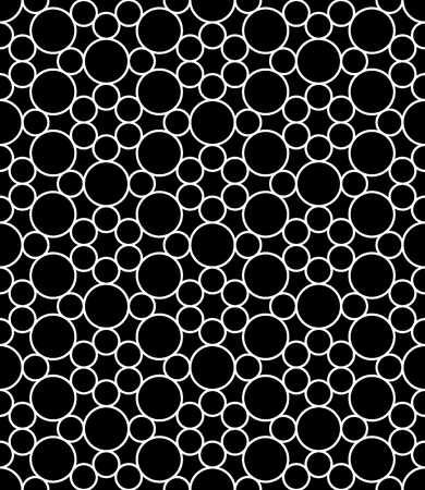 Vector modern seamless sacred geometry pattern circles, black and white abstract geometric background, pillow print, monochrome retro texture, hipster fashion designのイラスト素材