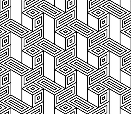 Vector modern seamless geometry pattern trippy, black and white abstract geometric background, pillow print, monochrome retro texture, hipster fashion designのイラスト素材