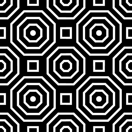 Vector modern seamless geometry pattern, black and white abstract geometric background, pillow print, monochrome retro texture, hipster fashion designのイラスト素材