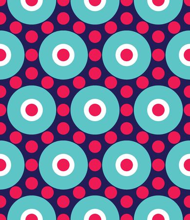 Vector modern seamless colorful geometry circle pattern, color abstract geometric background, pillow multicolored print, retro texture, hipster fashion designのイラスト素材