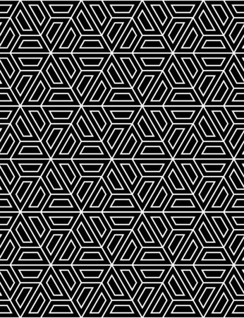 Vector modern seamless sacred geometry pattern hexagon, black and white abstract geometric background, pillow print, monochrome retro texture, hipster fashion designのイラスト素材