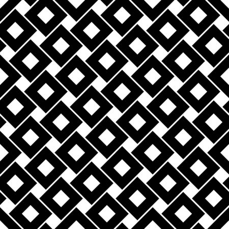 Vector modern seamless geometry pattern squares, black and white abstract geometric background, pillow print, monochrome retro texture, hipster fashion designのイラスト素材