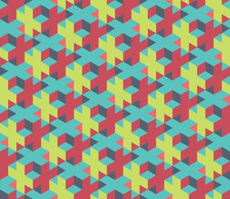 Vector modern seamless colorful geometry pattern, color abstract geometric background, pillow multicolored print, retro texture, hipster fashion designのイラスト素材