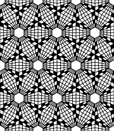Vector modern seamless  sacred geometry pattern hexagon, black and white abstract geometric background, pillow print, monochrome retro texture, hipster fashion designのイラスト素材