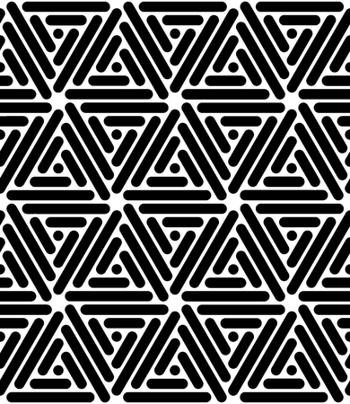 Vector modern seamless sacred geometry pattern hexagon, black and white abstract geometric background, pillow print, monochrome retro texture, hipster fashion designのイラスト素材