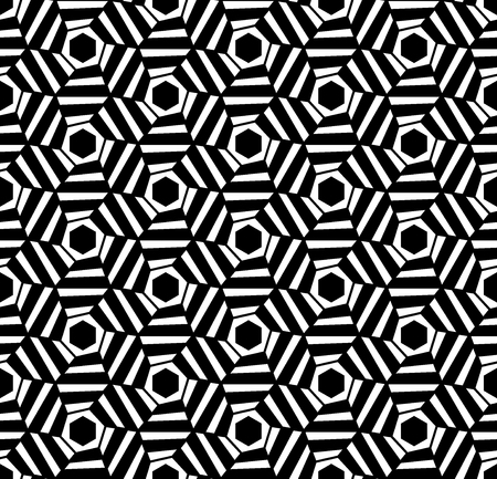 Vector modern seamless geometry pattern hexagon trippy, black and white abstract geometric background, pillow print, monochrome retro texture, hipster fashion designのイラスト素材