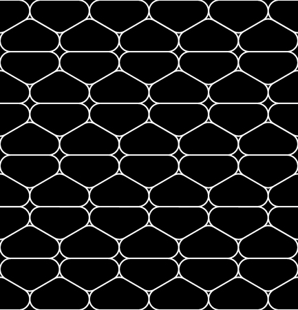 Vector modern seamless geometry pattern hexagon, black and white abstract geometric background, pillow print, monochrome retro texture, hipster fashion designのイラスト素材