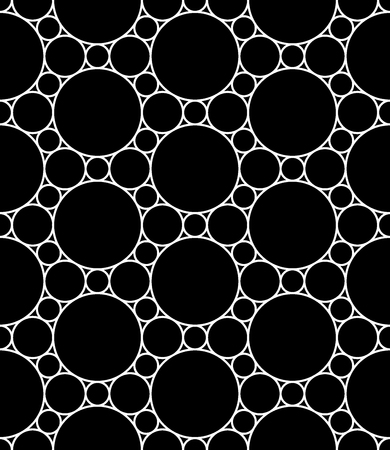 Vector modern seamless geometry pattern circles, black and white abstract geometric background, pillow print, monochrome retro texture, hipster fashion designのイラスト素材