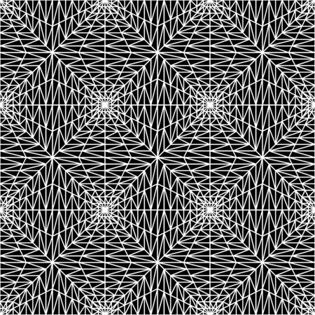 Vector modern seamless sacred geometry pattern, black and white abstract geometric background, pillow print, monochrome retro texture, hipster fashion designのイラスト素材
