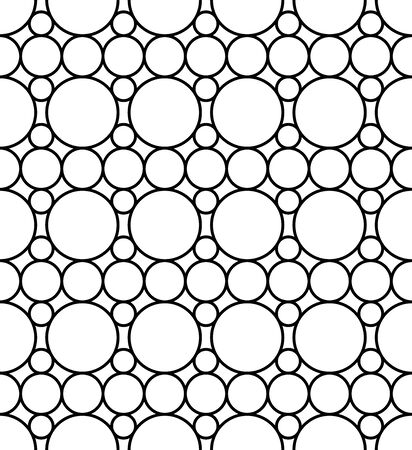 Vector modern seamless geometry pattern circles, black and white abstract geometric background, pillow print, monochrome retro texture, hipster fashion designのイラスト素材