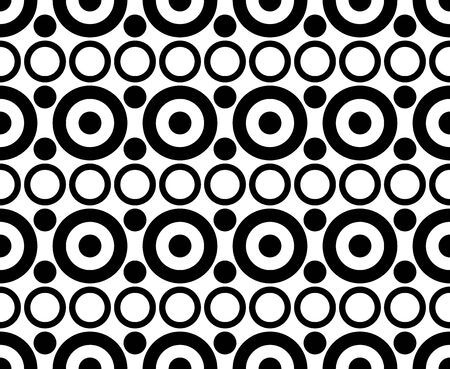 Vector modern seamless geometry pattern circles, black and white abstract geometric background, pillow print, monochrome retro texture, hipster fashion designのイラスト素材