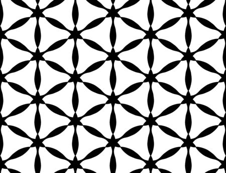 Vector modern seamless sacred geometry pattern flower of life, black and white abstract geometric background, pillow print, monochrome retro texture, hipster fashion designのイラスト素材