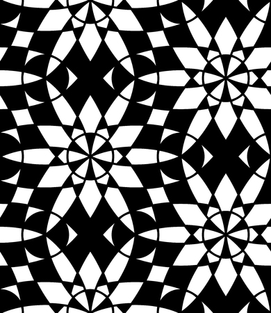 Vector modern seamless sacred geometry pattern , black and white abstract geometric background, pillow print, monochrome retro texture, hipster fashion designのイラスト素材
