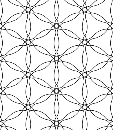 Vector modern seamless sacred geometry pattern flower of life, black and white abstract geometric background, pillow print, monochrome retro texture, hipster fashion designのイラスト素材