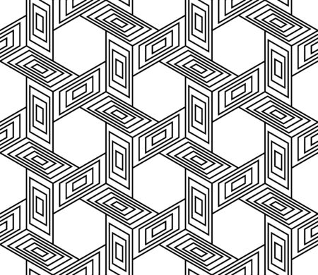 Vector modern seamless geometry pattern trippy, black and white abstract geometric background, pillow print, monochrome retro texture, hipster fashion designのイラスト素材