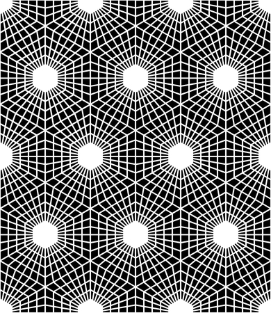 Vector modern seamless  sacred geometry pattern hexagon, black and white abstract geometric background, pillow print, monochrome retro texture, hipster fashion designのイラスト素材