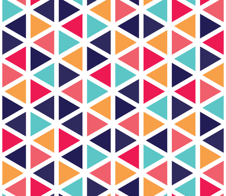 Vector modern seamless colorful geometry triangle pattern, color abstract geometric background, pillow multicolored print, retro texture, hipster fashion designのイラスト素材