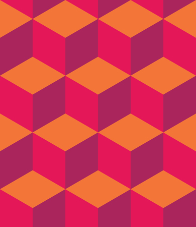 Vector modern seamless colorful geometry cubes pattern, color abstract geometric background, pillow multicolored print, retro texture, hipster fashion designのイラスト素材