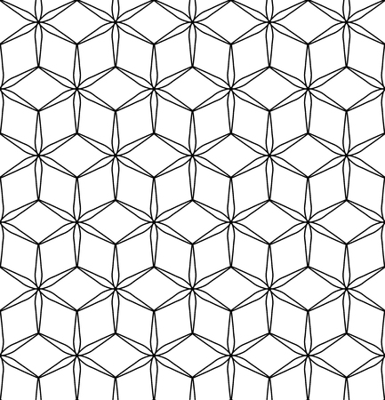Vector modern seamless geometry pattern flower of life, black and white abstract geometric background, subtle pillow print, monochrome retro texture, hipster fashion designのイラスト素材