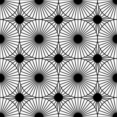 Vector modern seamless geometry pattern target, black and white abstract geometric background, pillow print, monochrome retro texture, hipster fashion designのイラスト素材