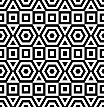 Vector modern seamless geometry pattern , black and white abstract geometric background, pillow print, monochrome retro texture, hipster fashion designのイラスト素材