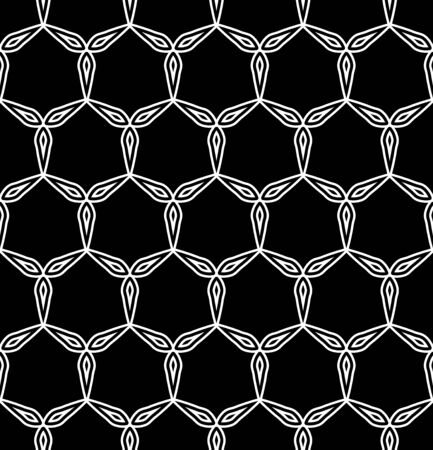 Vector modern seamless geometry pattern hexagon, black and white abstract geometric background, pillow print, monochrome retro texture, hipster fashion designのイラスト素材