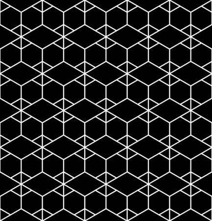 Vector modern seamless geometry pattern, black and white abstract geometric background, subtle pillow print, monochrome retro texture, hipster fashion designのイラスト素材