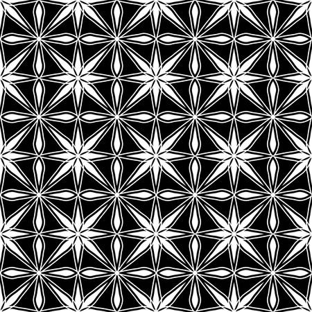 Vector modern seamless geometry pattern square floral, black and white abstract geometric background, subtle pillow print, monochrome retro texture, hipster fashion designのイラスト素材