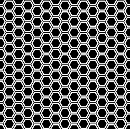 Vector modern seamless geometry pattern hexagon, black and white honeycomb abstract geometric background, subtle pillow print, monochrome retro texture, hipster fashion designのイラスト素材