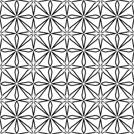 Vector modern seamless geometry pattern square floral, black and white abstract geometric background, subtle pillow print, monochrome retro texture, hipster fashion designのイラスト素材