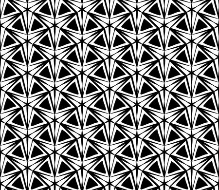 Vector modern seamless geometry pattern three point star, black and white abstract geometric background, pillow print, monochrome retro texture, hipster fashion designのイラスト素材