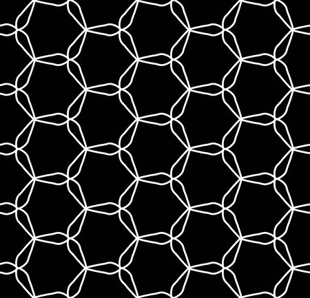 Vector modern seamless geometry pattern hexagon, black and white abstract geometric background, pillow print, monochrome retro texture, hipster fashion designのイラスト素材