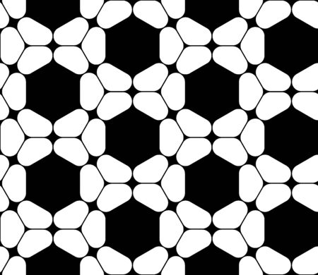 Vector modern seamless geometry pattern hexagon, black and white abstract geometric background, pillow print, monochrome retro texture, hipster fashion designのイラスト素材