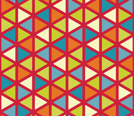 Vector modern seamless colorful geometry triangle pattern, color abstract geometric background, pillow multicolored print, retro texture, hipster fashion designのイラスト素材