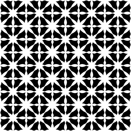 Vector modern seamless geometry pattern floral grid, black and white abstract geometric background, subtle pillow print, monochrome retro texture, hipster fashion designのイラスト素材