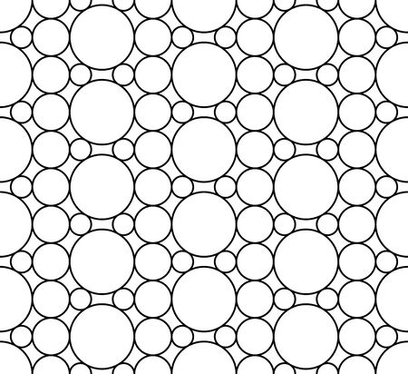Vector modern seamless geometry pattern circles, black and white abstract geometric background, pillow print, monochrome retro texture, hipster fashion designのイラスト素材