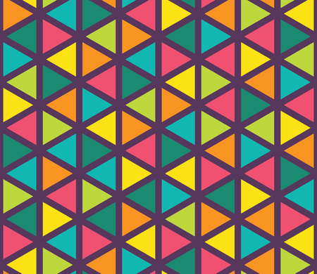 Vector modern seamless colorful geometry triangle pattern, color abstract geometric background, pillow multicolored print, retro texture, hipster fashion designのイラスト素材