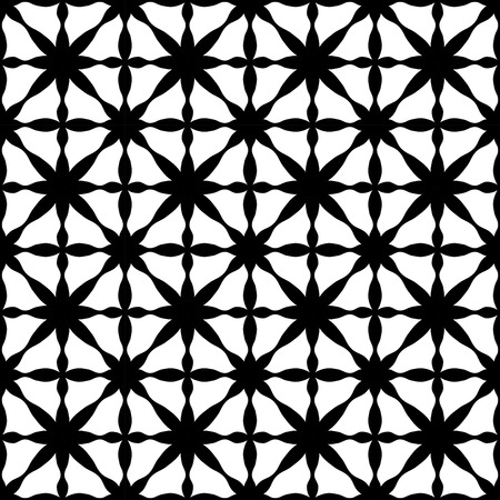 Vector modern seamless geometry pattern floral grid, black and white abstract geometric background, subtle pillow print, monochrome retro texture, hipster fashion designのイラスト素材