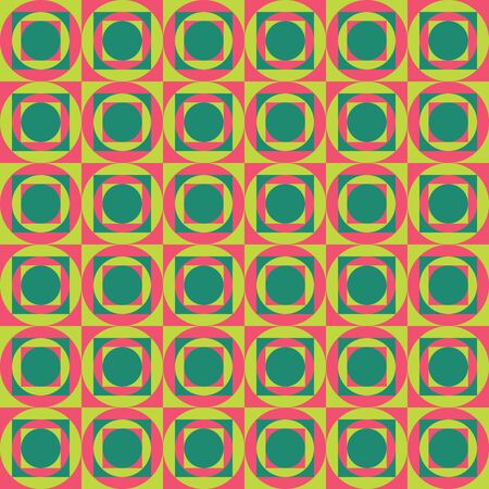 Vector modern seamless colorful geometry circle pattern, color abstract geometric background, pillow multicolored print, retro texture, hipster fashion designのイラスト素材