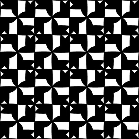 Vector modern seamless geometry pattern, black and white abstract geometric background, subtle pillow print, monochrome retro texture, hipster fashion designのイラスト素材