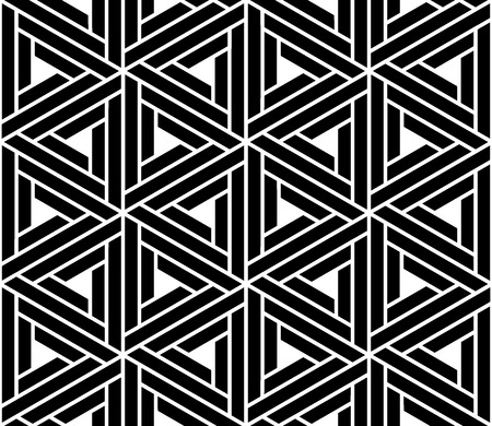 Vector modern seamless sacred geometry pattern hexagon, black and white abstract geometric background, pillow print, monochrome retro texture, hipster fashion designのイラスト素材