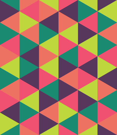Vector modern seamless colorful geometry triangle pattern, color abstract geometric background, pillow multicolored print, retro texture, hipster fashion designのイラスト素材