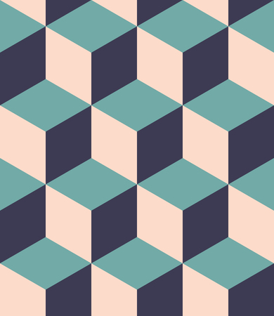 Vector modern seamless colorful geometry cubes pattern, color abstract geometric background, pillow multicolored print, retro texture, hipster fashion designのイラスト素材