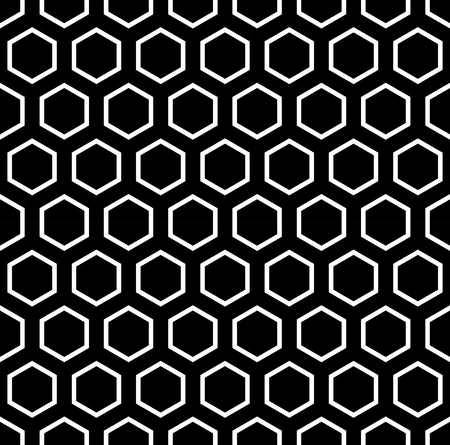 Vector modern seamless geometry pattern hexagon, black and white honeycomb abstract geometric...