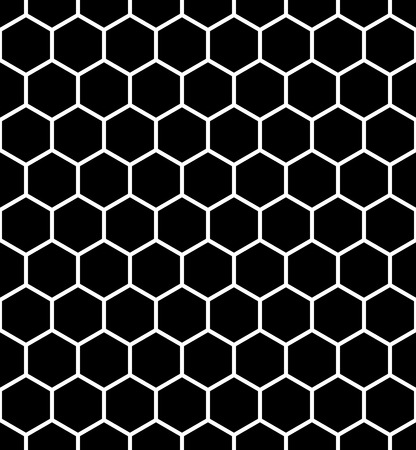 Vector modern seamless geometry pattern hexagon, black and white honeycomb abstract geometric background, subtle pillow print, monochrome retro texture, hipster fashion designのイラスト素材