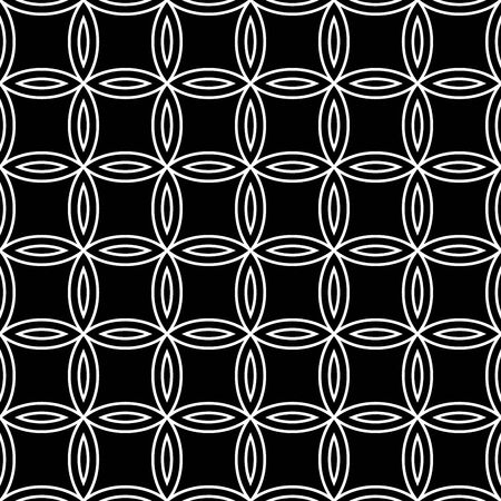 Vector modern seamless geometry pattern floral, black and white abstract geometric background, subtle pillow print, monochrome retro texture, hipster fashion designのイラスト素材