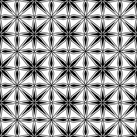 Vector modern seamless geometry pattern square floral, black and white abstract geometric background, subtle pillow print, monochrome retro texture, hipster fashion designのイラスト素材