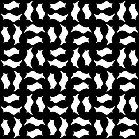 Vector modern seamless geometry pattern square, black and white abstract geometric background, subtle pillow print, monochrome retro texture, hipster fashion designのイラスト素材